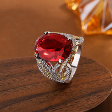 Load image into Gallery viewer, Fashionable Simple Elegant Inlaid Ruby Full Diamond Ring Hair