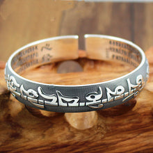 Load image into Gallery viewer, Heart Sutra Buddhist  Vintage Bracelet Silver Jewelry