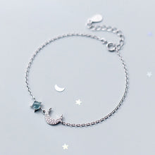 Load image into Gallery viewer, Moon bracelet female Korean version of the small  crescent curved synthetic blue glass gradient jewelry