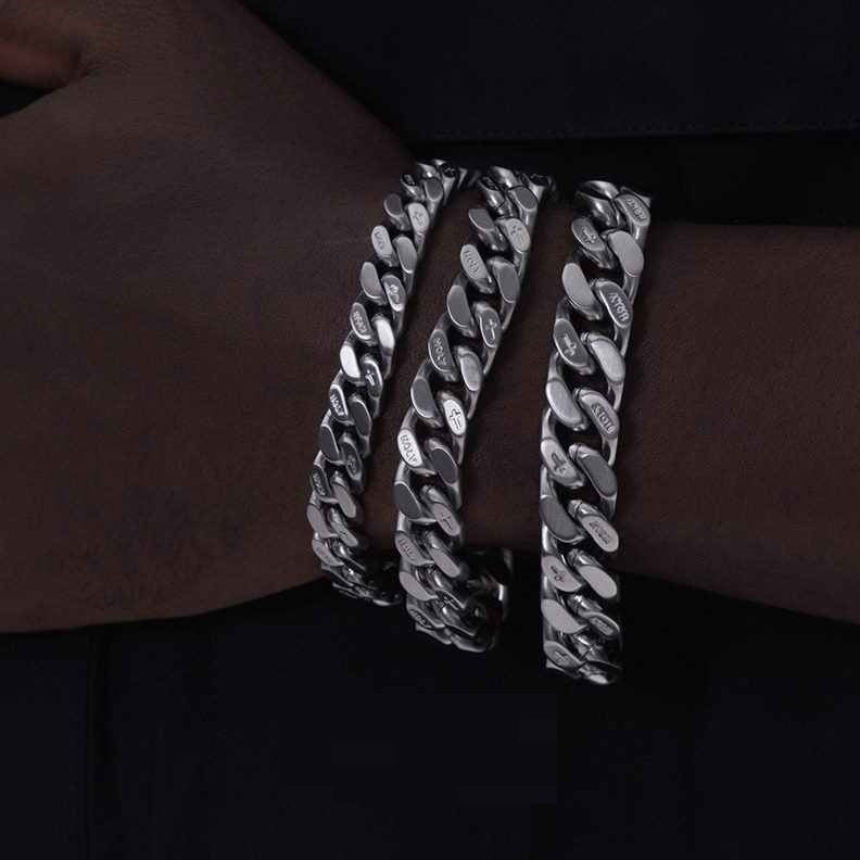 Original Double-sided Casual Wear Brushed Cuban Bracelet For Men