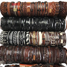 Load image into Gallery viewer, Handmade Mixed Style Woven Leather Cuff Jewelry 30PCS 50PCS