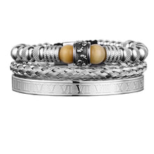 Load image into Gallery viewer, Stainless Steel Skull Head Spacer Beads Tiger-eye Blue Bracelet Set