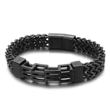 Load image into Gallery viewer, Titanium Steel Men&#39;s Bracelet Double-layer Double-row Square Chain Buckle Head Jewelry