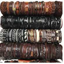 Load image into Gallery viewer, Handmade Mixed Style Woven Leather Cuff Jewelry