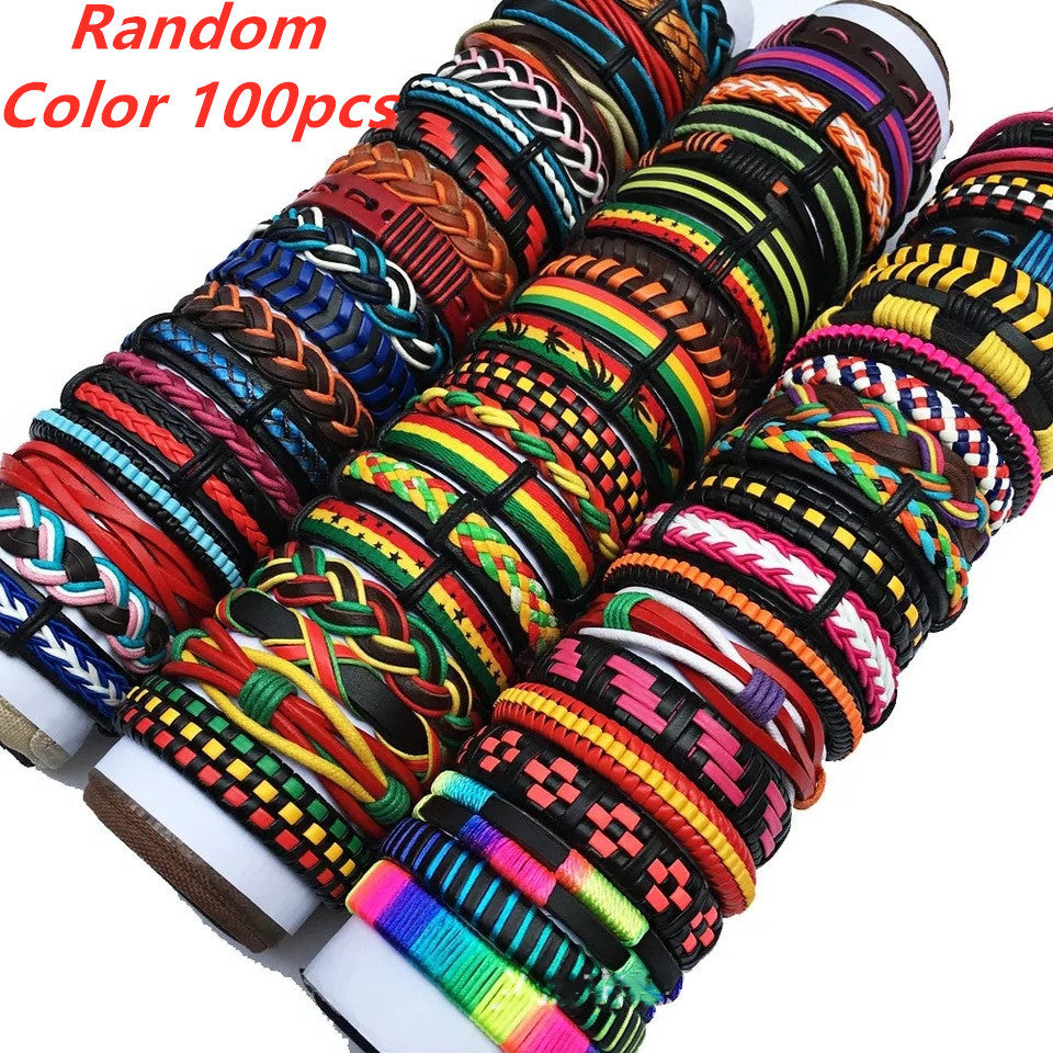 Handmade Mixed Style Woven Leather Cuff Jewelry