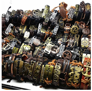 Handmade Mixed Style Woven Leather Cuff Jewelry