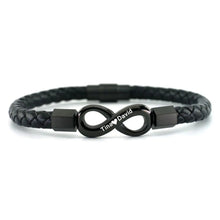 Load image into Gallery viewer, To My Man Custom Names Love You Forever And Always Infinity Leather Bracelet For Husband Dad Son