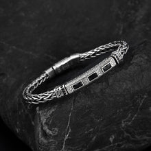 Load image into Gallery viewer, Sterling Silver Hand-woven Inlaid Zircon Hemp Rope Bracelet