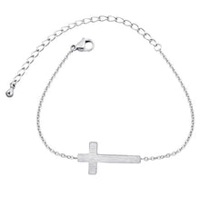 Load image into Gallery viewer, Jesus Christ Cross Bracelet Silver Gold Bracelet Bridesmaid Gift Religious Jewelry Stainless Steel