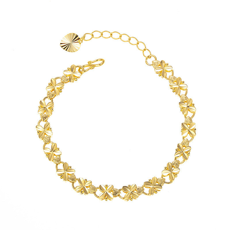 Women's Four Leaf Clover Colorless Alloy Bracelet Jewelry