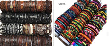 Load image into Gallery viewer, Handmade Mixed Style Woven Leather Cuff Jewelry 30PCS 50PCS