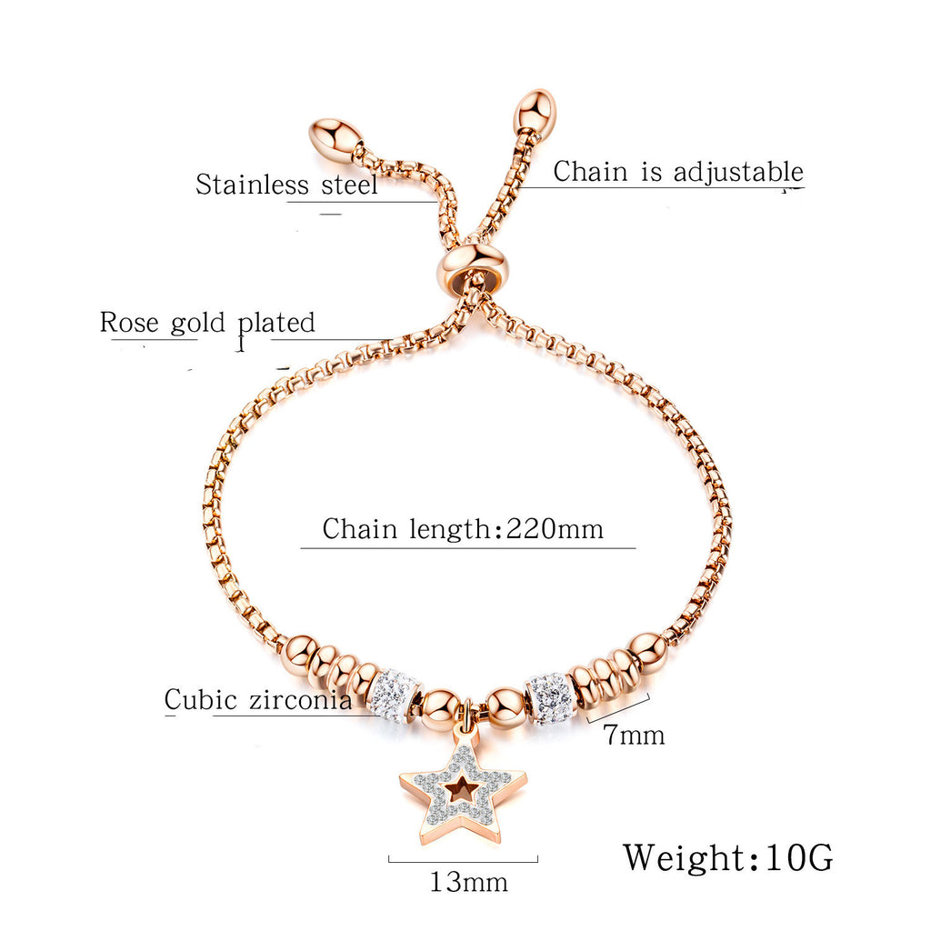 Hollow Round Beads With Diamonds And Stars Hand Jewelry