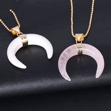 Load image into Gallery viewer, Crystal Semi-precious Stone Moon Pendant Necklace