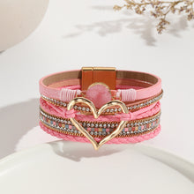 Load image into Gallery viewer, Leather Cord Bracelet Bohemian Multi-layer Rough Stone Love Jewelry For Girls
