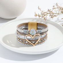 Load image into Gallery viewer, Leather Cord Bracelet Bohemian Multi-layer Rough Stone Love Jewelry For Girls