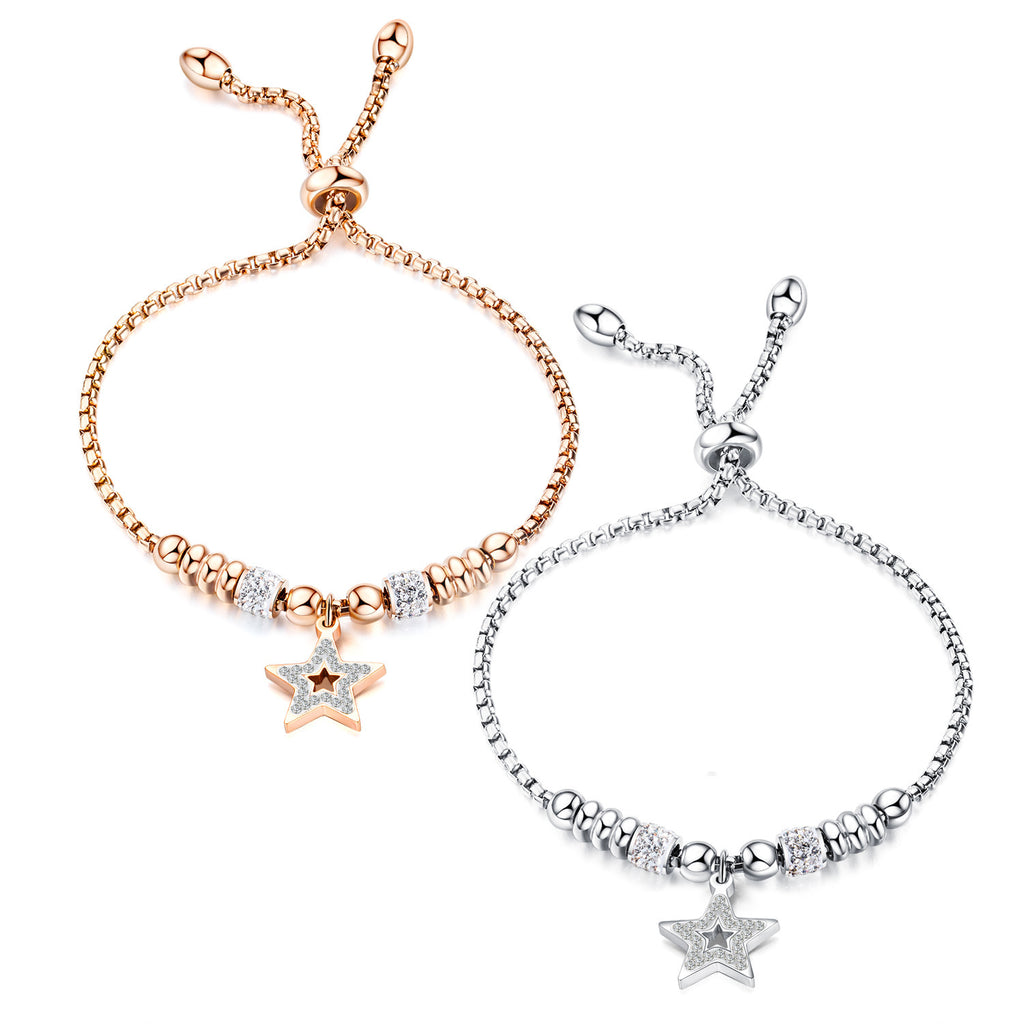 Hollow Round Beads With Diamonds And Stars Hand Jewelry