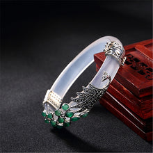 Load image into Gallery viewer, Vintage Women&#39;s Sterling Silver Bracelet Handmade Silver Bracelet With Natural White Chalcedony