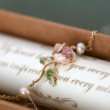 Load image into Gallery viewer, Super Gentle Rose Retro Exquisite Enamel Drip Glazed Brass Gold-plated Pearl Bracelet