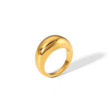 Load image into Gallery viewer, European And American Stylish Water Drop Glossy Stainless Steel Ring 18K Gold-plated Round Arc