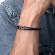 Load image into Gallery viewer, To My Man Custom Names Love You Forever And Always Infinity Leather Bracelet For Husband Dad Son