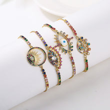 Load image into Gallery viewer, Female Copper Plated Real Gold Mixed Color Zircon Hand Jewelry Bracelet