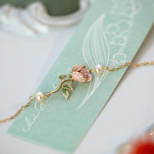 Load image into Gallery viewer, Super Gentle Rose Retro Exquisite Enamel Drip Glazed Brass Gold-plated Pearl Bracelet