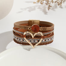 Load image into Gallery viewer, Leather Cord Bracelet Bohemian Multi-layer Rough Stone Love Jewelry For Girls