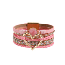 Load image into Gallery viewer, Leather Cord Bracelet Bohemian Multi-layer Rough Stone Love Jewelry For Girls