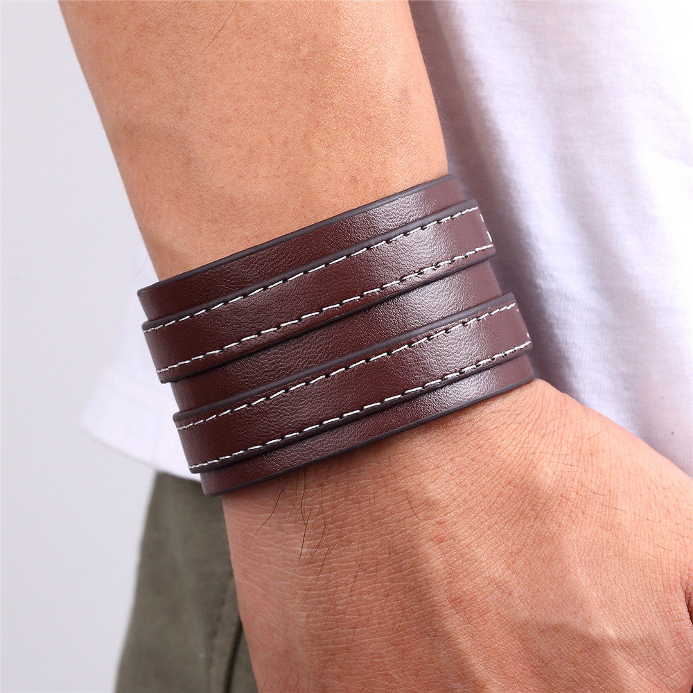 Car Thread Jewelry Personality Multi-layer Leather Double Buckle