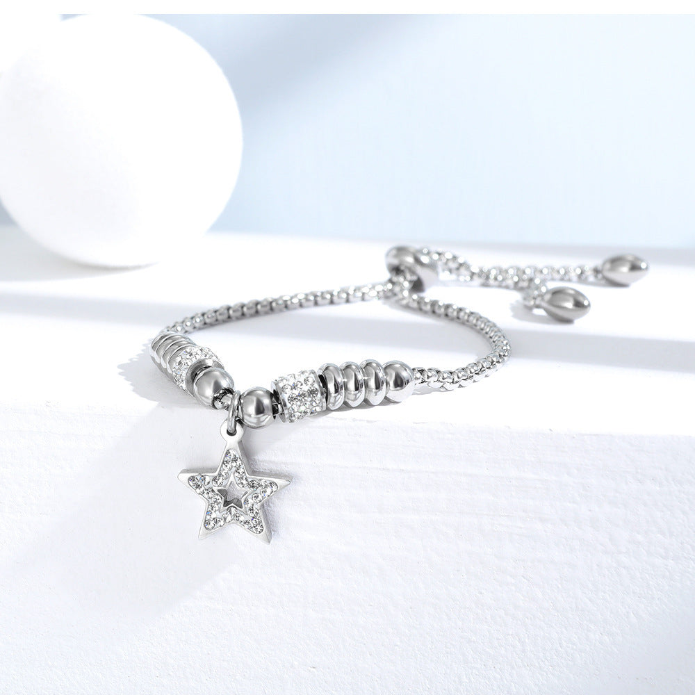 Hollow Round Beads With Diamonds And Stars Hand Jewelry