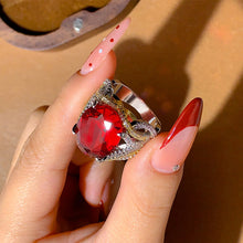Load image into Gallery viewer, Fashionable Simple Elegant Inlaid Ruby Full Diamond Ring Hair