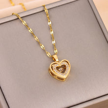 Load image into Gallery viewer, Double-layer Love Necklace With Rhinestones Titanium Steel Pendant Fashion Jewelry Woman Valentines Day Gift