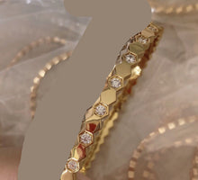 Load image into Gallery viewer, S925 Sterling Silver Honeycomb Bracelet V Gold Plated Microphone