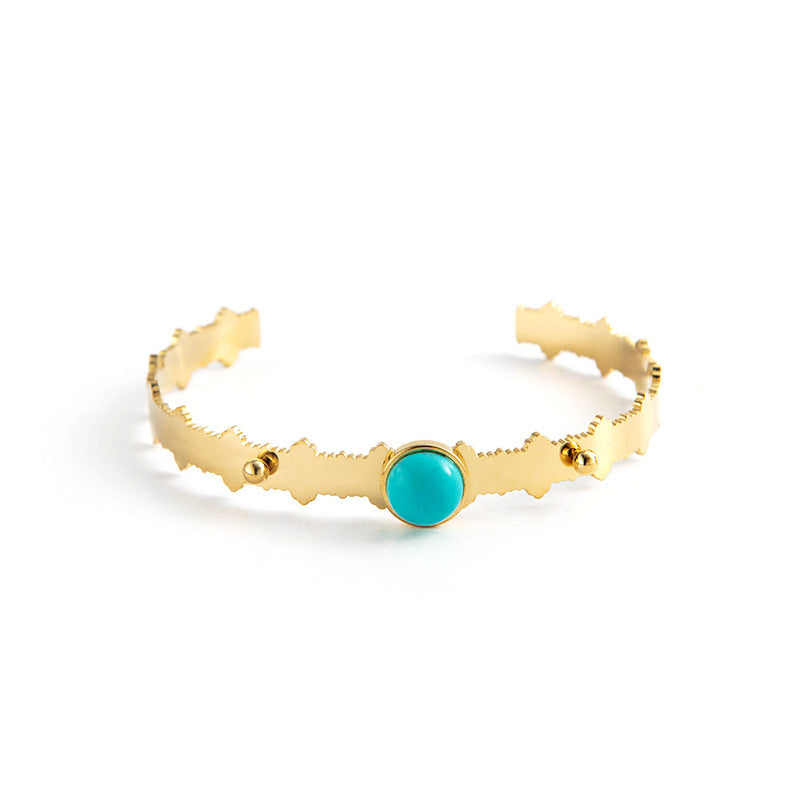 Geometric Jewelry Female Electroplating Real Gold Opening Adjustable Titanium Steel Bracelet