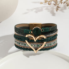 Load image into Gallery viewer, Leather Cord Bracelet Bohemian Multi-layer Rough Stone Love Jewelry For Girls
