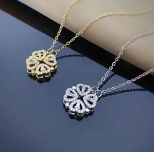 Load image into Gallery viewer, Retro Magnetic Folding Heart Shaped Four Leaf Clover Pendant Necklace Women Love Clavicle Chain Gifts Openable Choker Jewelry