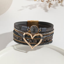 Load image into Gallery viewer, Leather Cord Bracelet Bohemian Multi-layer Rough Stone Love Jewelry For Girls
