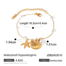 Load image into Gallery viewer, Fashion Jewelry 18K Gold Stainless Steel Pearl Chain Summer Holiday Shell Starfish Pendant Bracelet