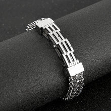Load image into Gallery viewer, Titanium Steel Men&#39;s Bracelet Double-layer Double-row Square Chain Buckle Head Jewelry