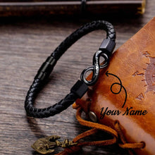 Load image into Gallery viewer, To My Man Custom Names Love You Forever And Always Infinity Leather Bracelet For Husband Dad Son