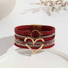 Load image into Gallery viewer, Leather Cord Bracelet Bohemian Multi-layer Rough Stone Love Jewelry For Girls