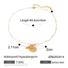 Load image into Gallery viewer, Fashion Jewelry 18K Gold Stainless Steel Pearl Chain Summer Holiday Shell Starfish Pendant Bracelet