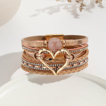 Load image into Gallery viewer, Leather Cord Bracelet Bohemian Multi-layer Rough Stone Love Jewelry For Girls