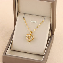Load image into Gallery viewer, Double-layer Love Necklace With Rhinestones Titanium Steel Pendant Fashion Jewelry Woman Valentines Day Gift