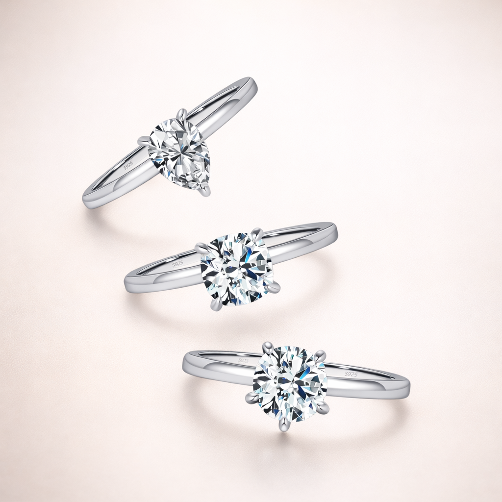 MODIAN Pear Round Square Moissanite Ring 925 Sterling Silver Wedding D Color Lab Created Diamond Rings For Women Fine Jewelry 2 MODIAN Pear Round Square Moissanite Ring 925 Sterling Silver Wedding D Color Lab Created Diamond Rings For Women Fine Jewelry