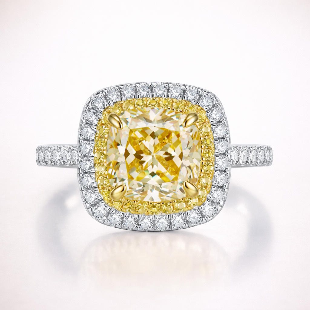 OEVAS 100% 925 Sterling Silver 8*8mm Yellow High Carbon Diamond Rings For Women Sparkling Wedding Party Fine Jewelry Wholesale 2 OEVAS 100% 925 Sterling Silver 8*8mm Yellow High Carbon Diamond Rings For Women Sparkling Wedding Party Fine Jewelry Wholesale