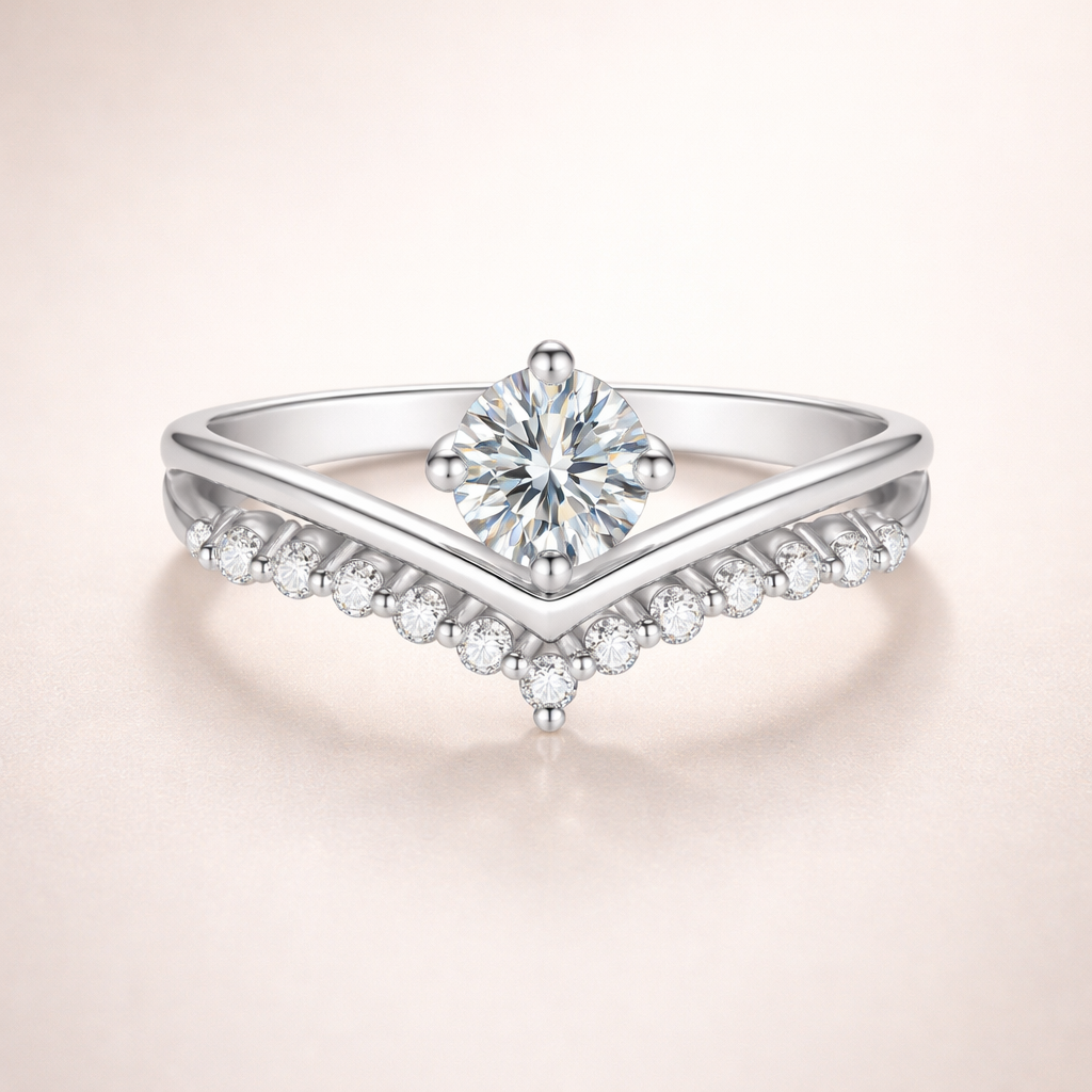 PERFANY 0.5CT Moissanite Ring for Women S925 Pure Silver V-shaped Design Elegant Laboratory Diamond Fashion Jewelry 2 PERFANY 0.5CT Moissanite Ring for Women S925 Pure Silver V-shaped Design Elegant Laboratory Diamond Fashion Jewelry 