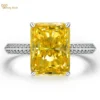 Wong Rain 100% 925 Sterling Silver Crushed Ice Cut Citrine High Carbon Diamonds Gemstone Wedding Engagement Ring Fine Jewelry