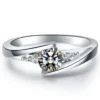 Solid 18K White Gold Round 0.5CT Moissanite Diamond Women Engagement Ring Gorgeous Birthday Gift For Lady Promise Love Jewelry