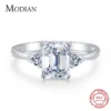 Modian 100% 925 Sterling Silver Luxury Rectangle Emerald Cut 2CT Clear AAAAA CZ Finger Rings For Women Statement Wedding Jewelry